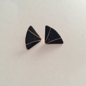 Vintage earrings acrylic black triangle bjr